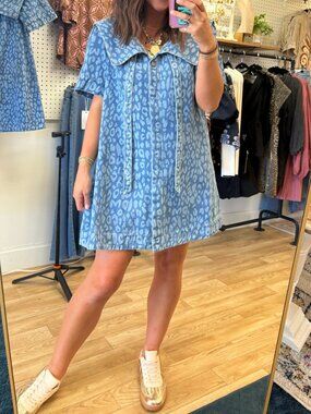 Denim Leopard Mini Dress